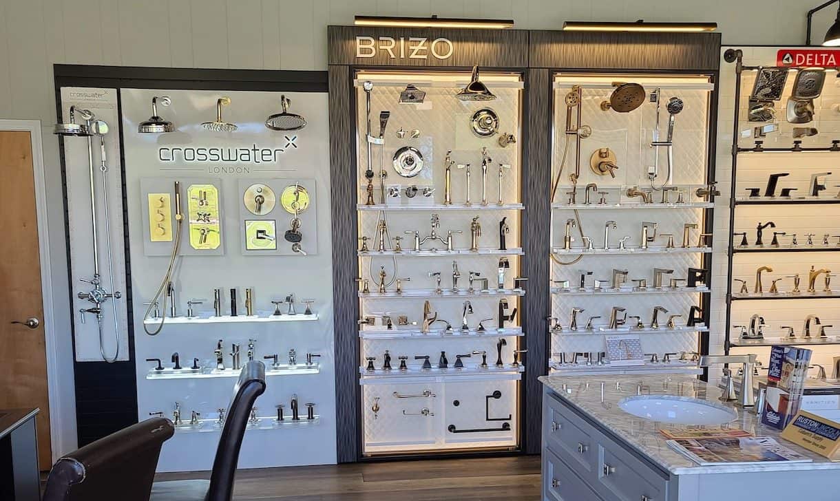 Alternate view of shower head and faucet showroom display