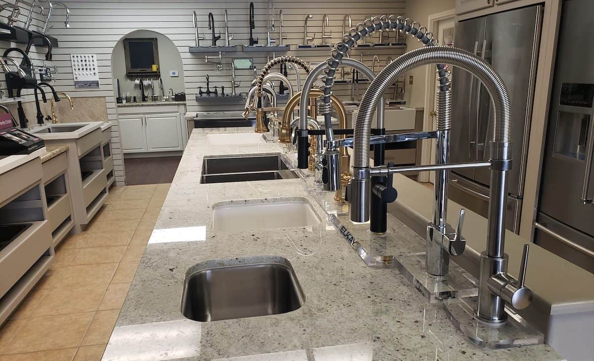 Sink faucet and countertops display