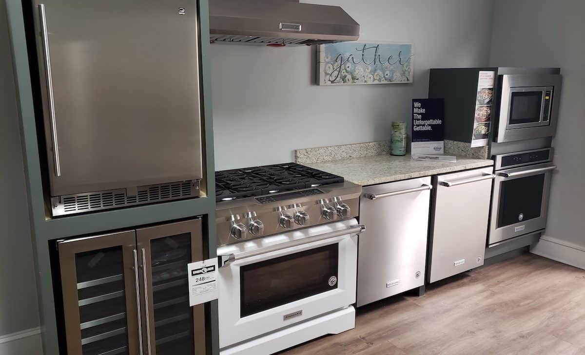 Showroom display featuring appliances.