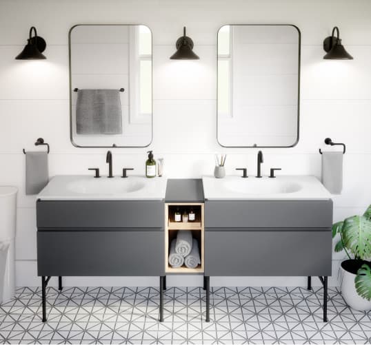 This duel sink vanity is the perfect bathroom inspiration for contemporary design lover