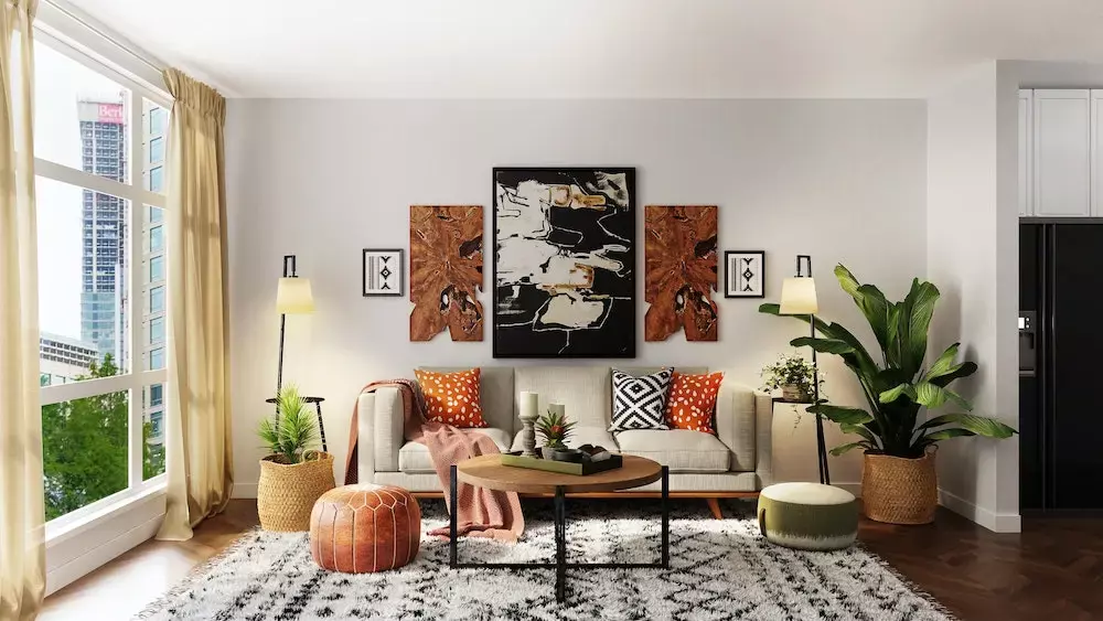 Image of a living room with decorations for the fall season.