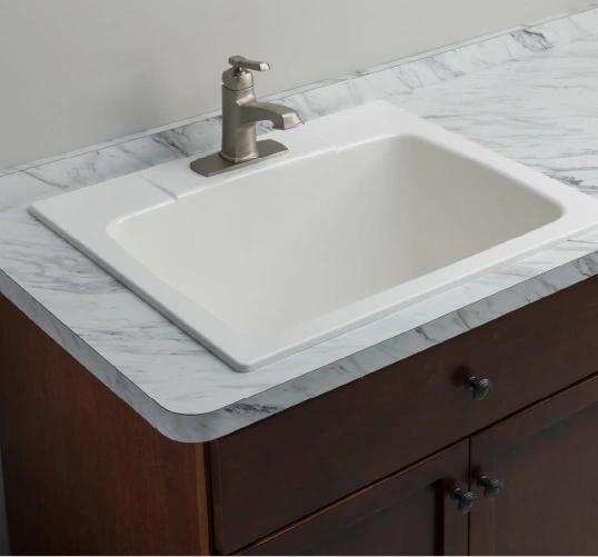 A simple laundry room sink that can add exponential value to your next laundry room makeover project