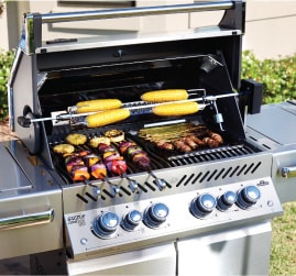 A stainless steel grill perfect for outdoor cooking. Get more backyard makeover ideas at a Coburn's Showroom near you.